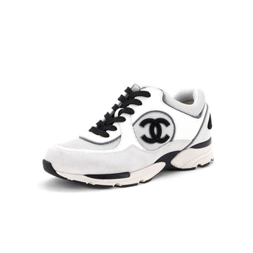 Chanel Women's CC Low-Top Sneakers Leather and Fabric with Suede