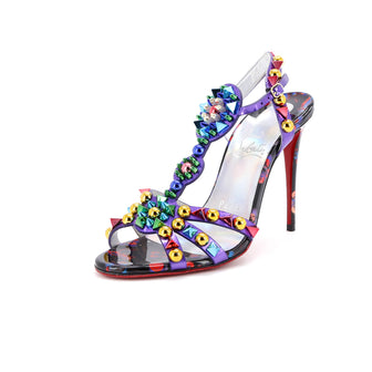 Christian Louboutin Women's Goldora Heeled Sandals Studded Patent 100