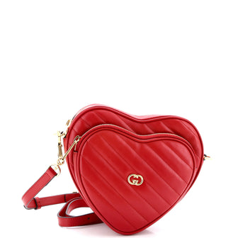 Gucci Interlocking G Heart Shoulder Bag Diagonal Quilted Leather Mini