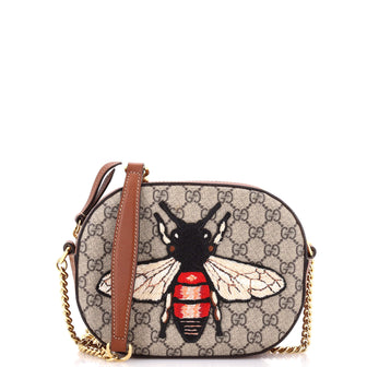 Gucci Chain Crossbody Bag Embroidered GG Coated Canvas Mini