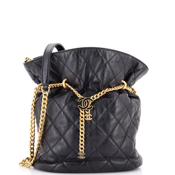 Chanel Pending CC Drawstring Bucket Bag Quilted Lambskin Small