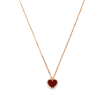Van Cleef & Arpels Sweet Alhambra Heart Pendant Necklace 18K Rose Gold and Carnelian