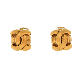 Chanel Vintage CC Round Clip-On Earrings Metal
