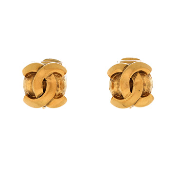 Chanel Vintage CC Round Clip-On Earrings Metal