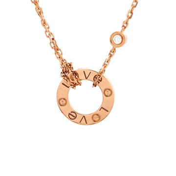 Cartier 2 Diamonds Love Pendant Necklace 18K Rose Gold and Diamonds