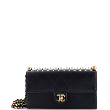 Chanel Chic Pearls Clutch with Chain Quilted Goatskin