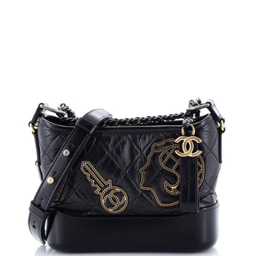 Chanel Gabrielle Hobo Embellished Quilted Aged Calfskin Small
