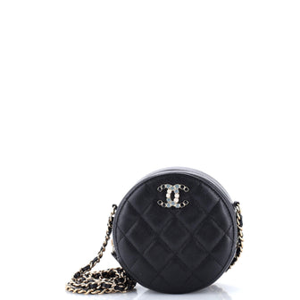 Chanel Round Clutch with Chain Quilted Caviar with Lacquered Metal