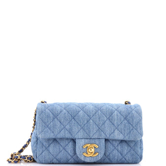 Chanel Pearl Crush Flap Bag Quilted Denim Mini