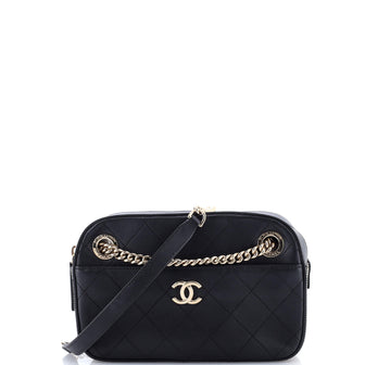Chanel Camera Case Bag Quilted Calfskin with Striped Grosgrain Small