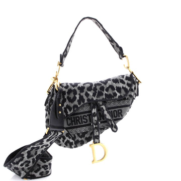 Christian Dior Saddle Handbag Mizza Embroidered Canvas Medium