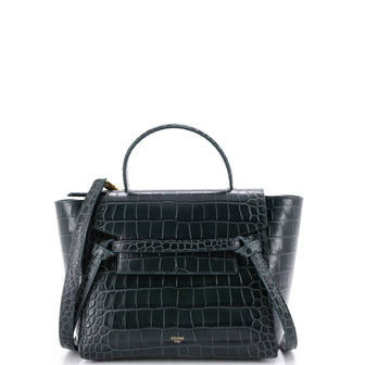 Celine Belt Bag Crocodile Embossed Leather Micro