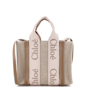 Chloe Woody Convertible Tote Canvas with Leather Small