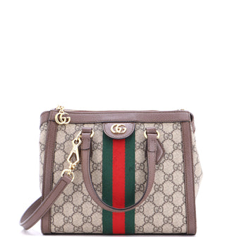 Gucci Ophidia Top Handle Tote GG Coated Canvas with Leather Small