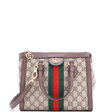 Gucci Ophidia Top Handle Tote GG Coated Canvas with Leather Small