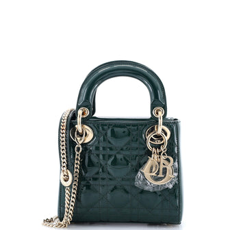 Christian Dior Lady Dior Chain Bag Cannage Quilt Patent Mini