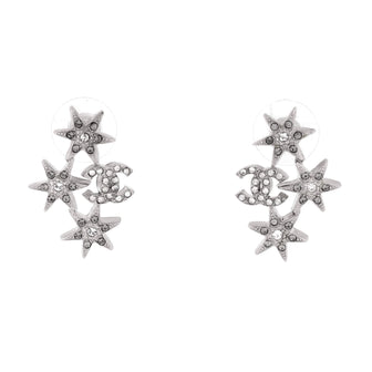 Chanel CC Triple Star Cluster Stud Earrings Metal with Crystals