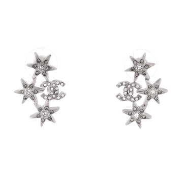 Chanel CC Triple Star Cluster Stud Earrings Metal with Crystals