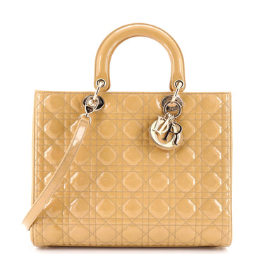 Christian Dior Lady Dior Bag Cannage Quilt Patent Large
