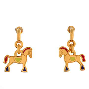 Hermes Cheval Huggie Earrings Lacquered Metal