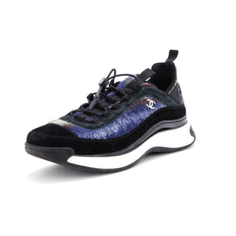 Chanel Men's CC Cap Toe Logo Sneakers Suede and Wool