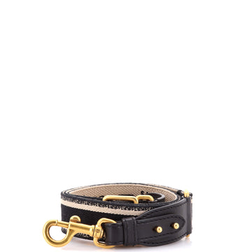 Christian Dior Logo Shoulder Strap Embroidered Canvas Thin