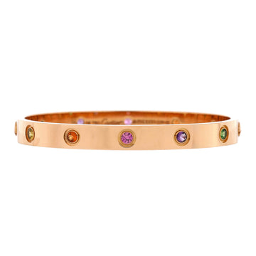 Cartier Love 10 Stone Bracelet 18K Rose Gold with Garnet, Amethyst and Sapphire