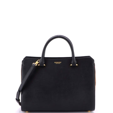 Burberry Banwell Tote Leather and House Check Canvas Small