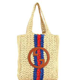Gucci Blondie NM Open Tote Raffia Small