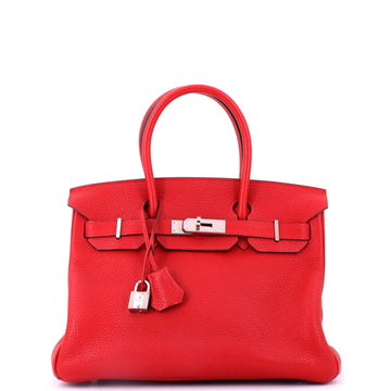 Hermes Birkin Handbag Red Togo with Palladium Hardware 30