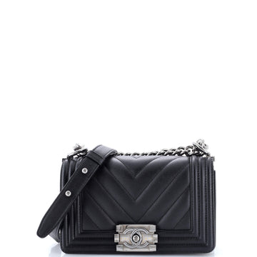 Chanel Boy Flap Bag Chevron Caviar Small