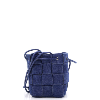 Bottega Veneta Cassette Bucket Bag Maxi Intrecciato Denim Small