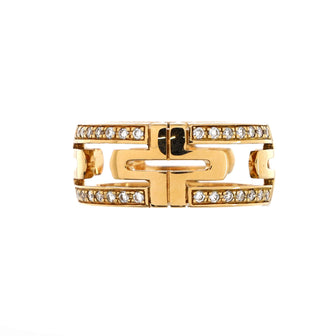 Bvlgari Parentesi Band Ring 18K Yellow Gold and Diamonds 8mm