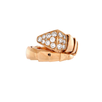 Bvlgari Serpenti Viper One-Coil Ring 18K Rose Gold with Diamonds Wide