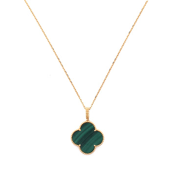 Van Cleef & Arpels Magic Alhambra Pendant Necklace 18K Yellow Gold and Malachite