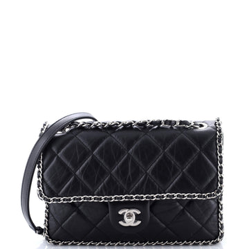 Chanel Running Chain Around Flap Bag Quilted Crumpled Calfskin Medium