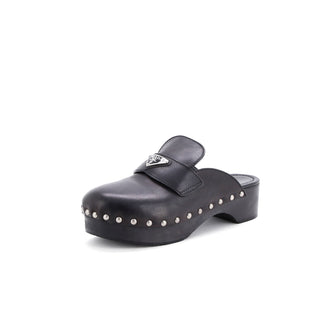 Prada Women's Logo Mule Clogs Leather