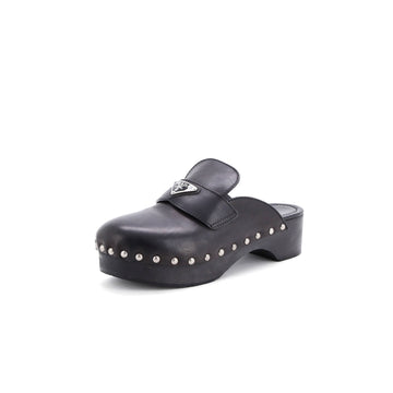 Prada Women's Logo Mule Clogs Leather