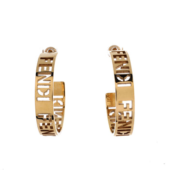Fendi Logo Signature Hoop Earrings Metal