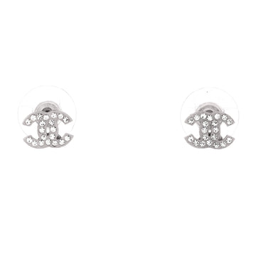 Chanel CC Stud Earrings Metal with Crystals