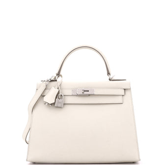 Hermes Kelly Handbag Light Epsom with Palladium Hardware 28