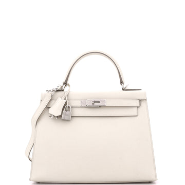 Hermes Kelly Handbag Light Epsom with Palladium Hardware 28