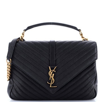 Saint Laurent Classic Monogram College Bag Matelasse Chevron Leather Large