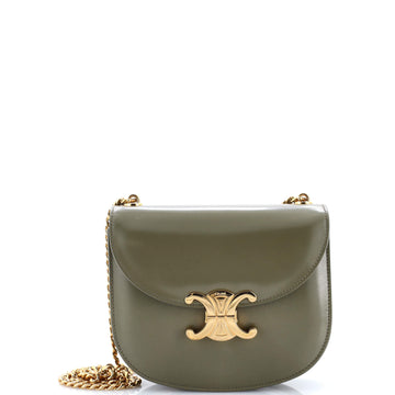 Celine Triomphe Besace Clea Chain Flap Bag Leather