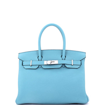 Hermes Birkin Handbag Blue Togo with Palladium Hardware 30