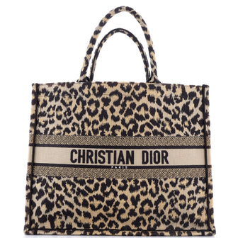 Christian Dior Book Tote Mizza Embroidered Canvas Large