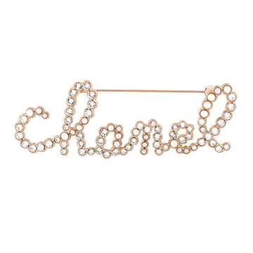 Chanel Swirling Logo Brooch Metal with Crystal and Faux Pearls
