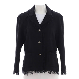 Chanel Women's Vintage Fringe Trim Two Pocket Jacket Wool Blend