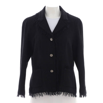 Chanel Women's Vintage Fringe Trim Two Pocket Jacket Wool Blend