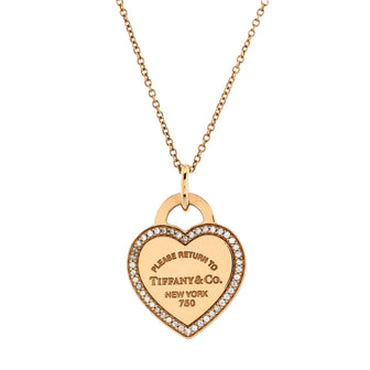 Tiffany & Co. Return to Tiffany Heart Pendant Necklace 18K Rose Gold with Diamonds